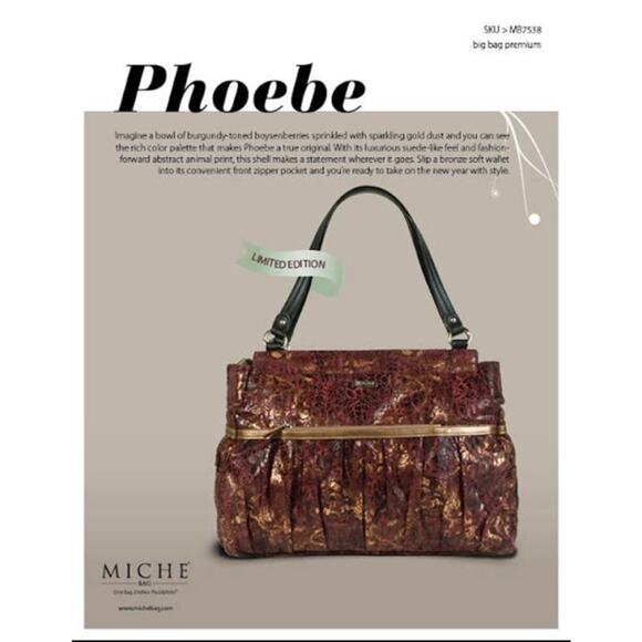 Miche Bag Phoebe Shell January 2011 Faux Leather Metallic Red Reptile Print - Picture 7 of 7